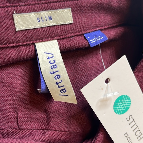 Stitch Fix burgundy maroon button-down long sleeve shirt ARTEFACT slim large - Picture 7 of 8